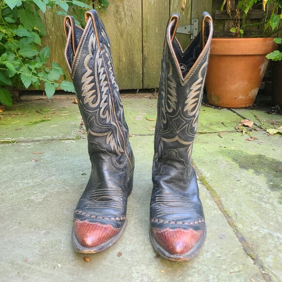 Cowboys boots black and lizard justin - Picture 1 of 9